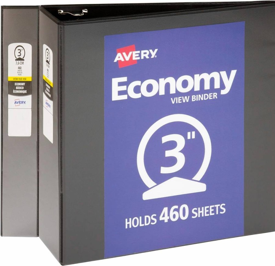 AVERY 3 Ring Binders, 1 Inch Round Rings, 4 Pack Black Binders for School, Office & Home Organization (05710)